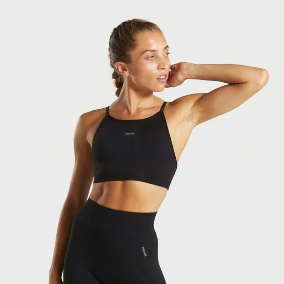 Medium Gymshark Strappy Flex Sports Bra - Black and Charcoal - Picture 3 of 9